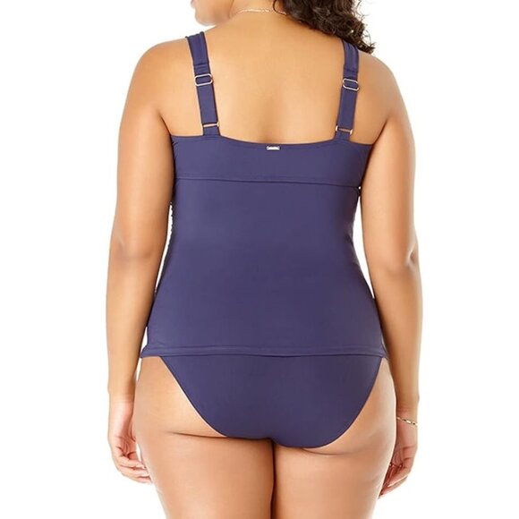 NWT Anne Cole Women's Twist Underwire Tankini Top Navy Size 22W-24W $100 LLL270 - Picture 2 of 2